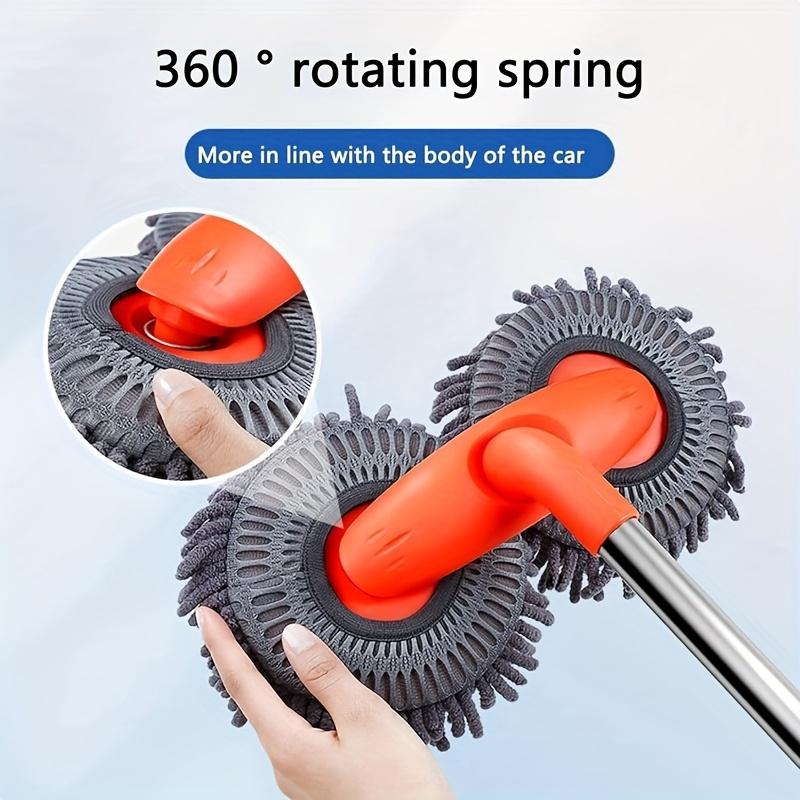 Adjustable Long Handle Chenille Microfiber Car Wash Brush, Soft No Scratch Heavy Duty Cleaning Mop Multi Surface Vehicle Detailing Tools