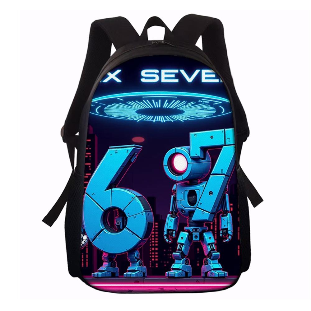 Ensemble de 3 sacs à dos à motifs Néon Chiffre 67 Léger Spacieux Sac Tote d'École Sac de Voyage Sac Bandoulière Trousses à Crayons Cadeau