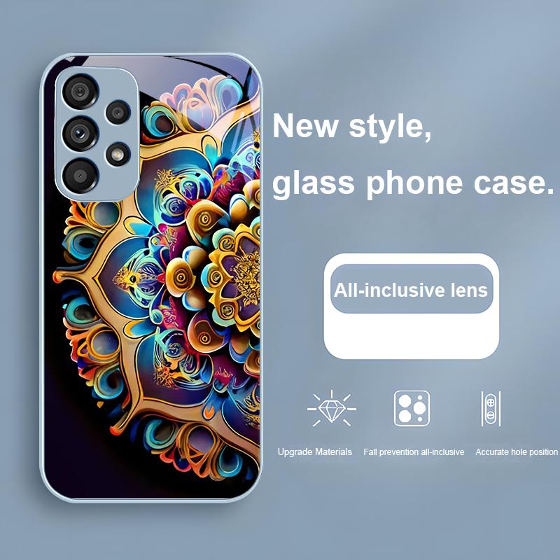 Abstract Flower Green For Samsung Galaxy S23 U Ltra 24 Plus S20 21 FE S25 Ultra A70 A72 73 51 52 53 Tempered Glass Phone Case
