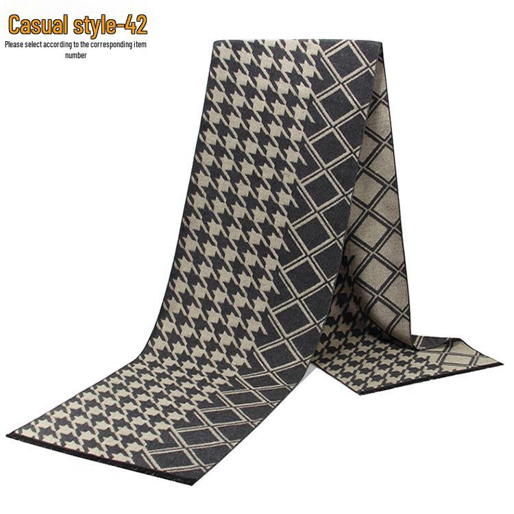 Men's Autumn & Winter Plaid Imitation Cashmere Scarf - Warm & Thick Custom Design