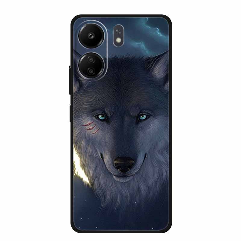Phone Cases for Redmi 13C 13R Soft Silicone TPU Cover for Xiaomi Redmi13 C R Animal Wolf Funda Vividly Lion Tiger Capa 13 C R