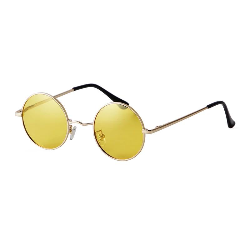 Round Sunglasses High Quality Brand Design Vintage Party Men Circle Frame Shades Sun Glasses Women Yellow Lens Uv400