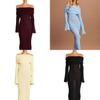Long Sleeve Solid Color Dress With Ruffled Knit Fabric For Casual Streetwear Women