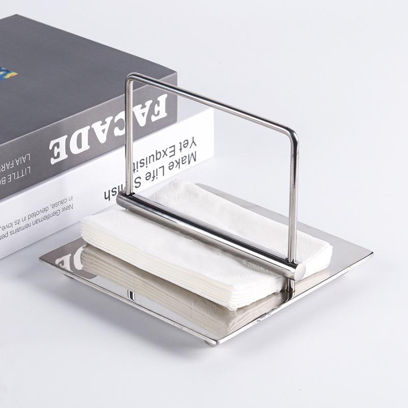 Metal Silver Rod Paper Press Holder Restaurant Tabletop Vertical Tissue Holder Hotel Coffee Shop Model Room Tissue Box Decoration