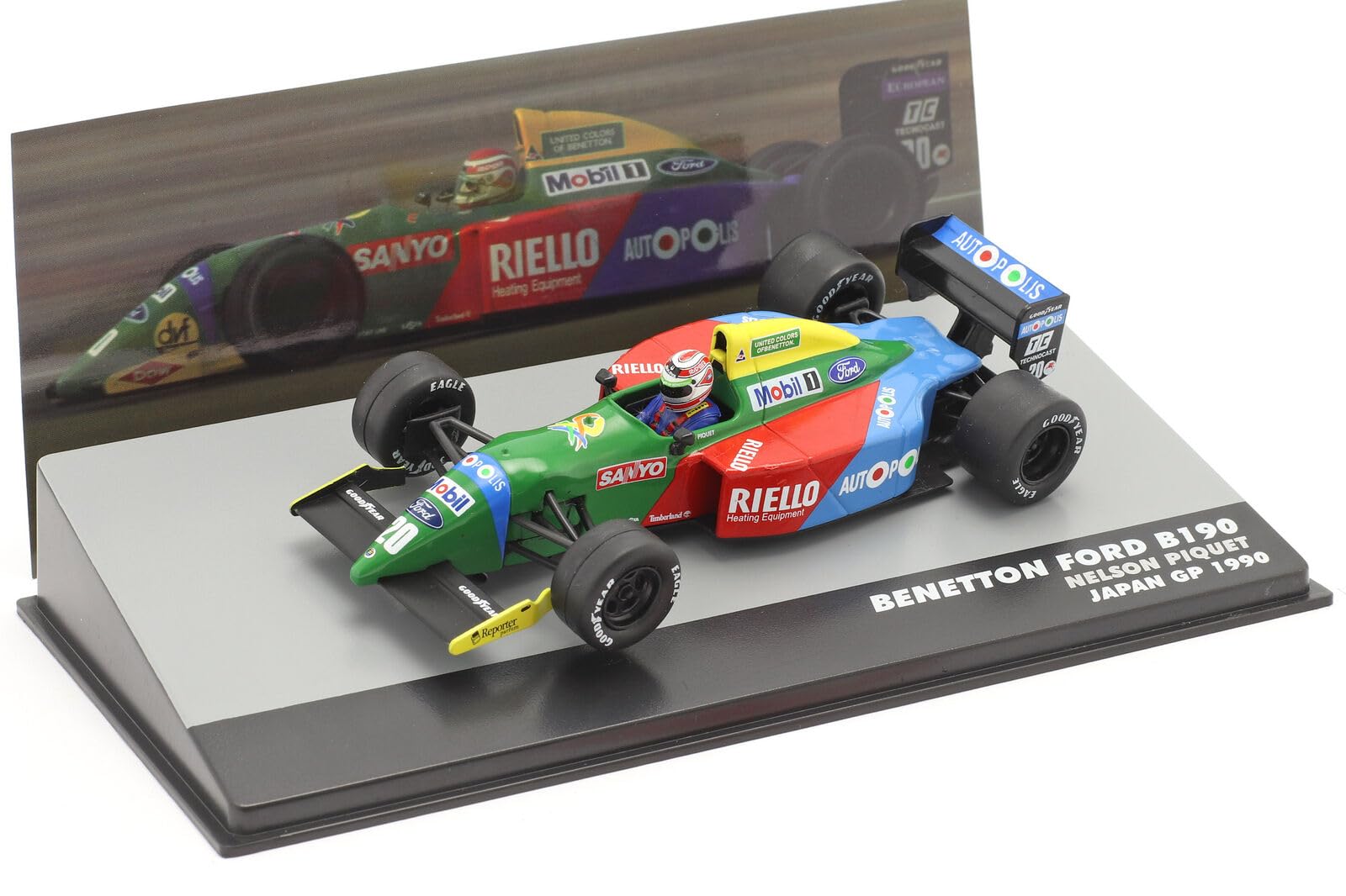 

Altaya Benetton Ford Nelson Piquet 1990 года, победитель Гран-при Японии, Нельсон Пике, мини-кар 1/43 B190#20 [Предмет]