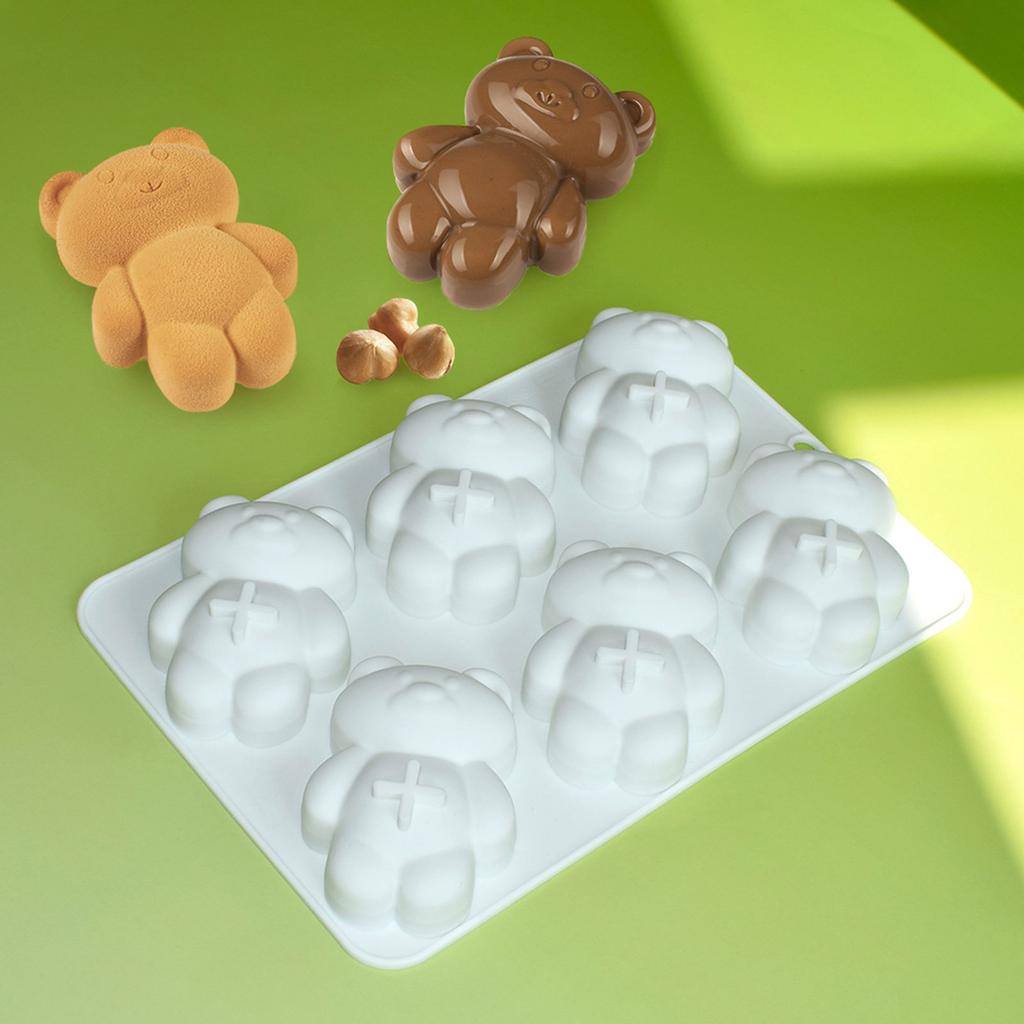 Food Grade Silicone Mousse Cake Mold Creative 6 Grids Bear Shape Dessert Mould Nonstick Chocolate Cupcakes Bakewares