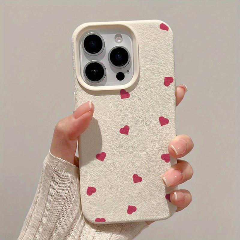Red heart-shaped pattern phone case suitable for iPhone 17 16 15 14 13 12 11 Pro/Max/Plus anti drop and shockproof back cover