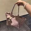 Stylish Vintage Leopard-print Tote Bag Large-capacity Pink Shoulder Bag Women's Casual Commuter Handbag Lightweight Shopping Bag
