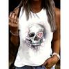 Dark Painting Skull Flower Print Round Neck Women's Vest