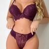 Sexy Lace Push-up Padded Bra Set Breathable and Comfortable Panties Anti-sagging and Side Boob Support Underwear
