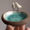 Outdoor Vogeltränke Harz Vogelbad Schale mit Vogelornament Außen Garten Hof Terrasse Vogel Tränke Futter Schale Dekoration