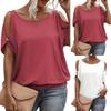 Women's Summer Fashion T-Shirt - Elegant Shoulder Cutout Design Casual Top