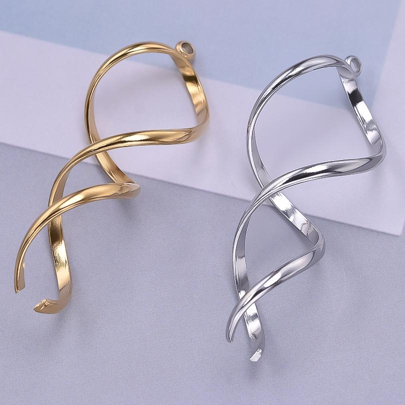 6pcs Minimally Curved Lines Vintage Stainless Steel Charms For Jewelry Making Supplies Handmade Earrings Necklace Pendant Charm