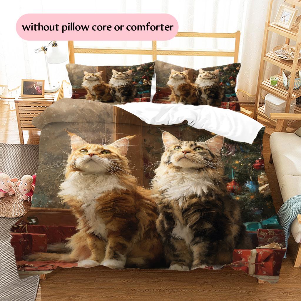 Maine Coon Pattern Bedding Home Decoration Birthday Gift (1 * duvet cover + 2 * pillowcase, without core)