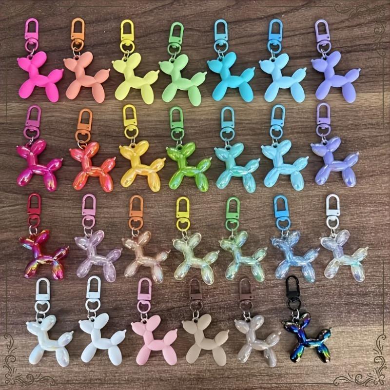 

Random 10pcs Cute Macaron Matte Sparkling Powder Bubble Balloon Dog Keychains Fun Cartoon Animal Keychains