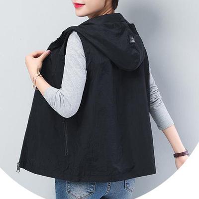 Women's Thin Jacket Sunscreen Hooded Vest Office Casual Hooded Vest