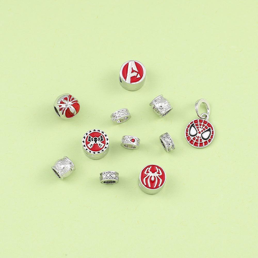 Bracciale con Charms per Figure di Film Perline Ciondolo Fai da Te Avengers Iron Man Spiderman Charms per Realizzazione Manuale Gioielli Accessori