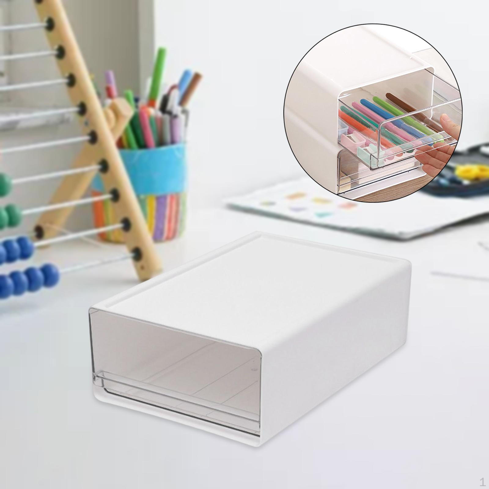 Compact Desk Organizer Drawer for Bathroom and Craft Room Supplies White Size S