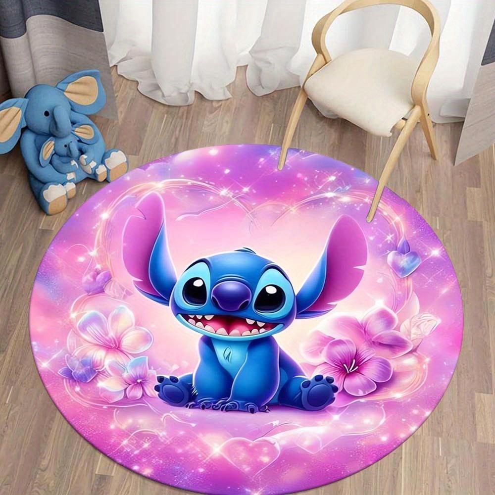 1pc Stitch Round Area Rug , Playroom Bedroom Living Room Indoor Decor Rug , Perfect for Leisure Areas , Bedside , Cloakroom , and Outdoor Sp