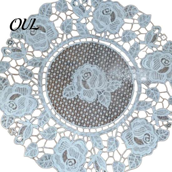 Washable Fabric Doilies for Vases White Lace Doily, Elegant Retro Placemat, Embroidered Table Breathable Polyester Mats Mat, Rectangular Round