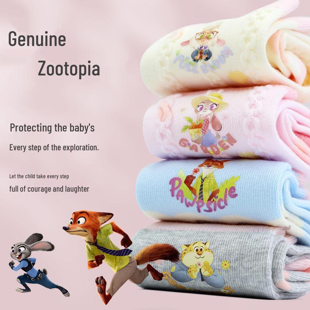 Official Disney Zootopia Judy Cotton Socks for Girls - 5 Pair Pack Mid-Calf Kids Socks