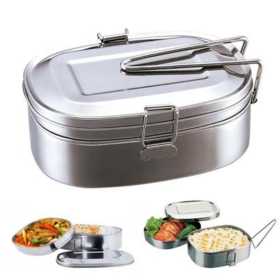 Çift Katmanlı Bento Öğle Yemeği Kutusu Öğrenci Paslanmaz Çelik Gıda Saklama Kabı