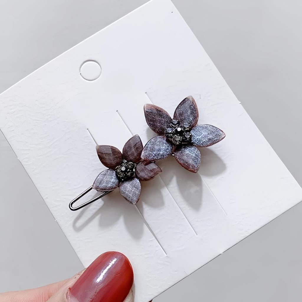 Simple Leaf Five-Petal Flower Hair Clip - Stylish European & American Barrette Frog Buckle
