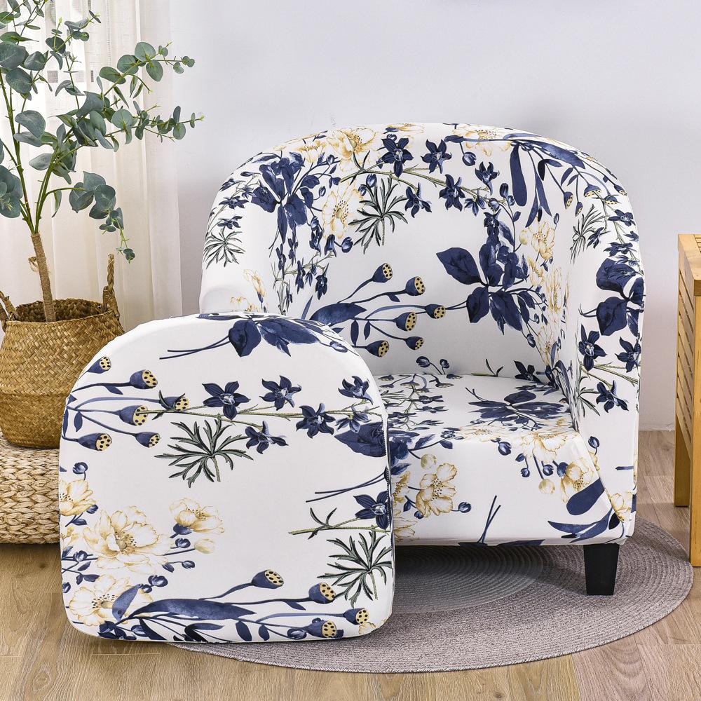 Printing Single Club Chair Cover Sofa Cover Full-covering Protective Cover Semi-circular Bathtub-shaped Sofa Cover Cushion