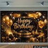 2D Luxury Black Gold Bokeh Birthday Photography Backdrop Banner