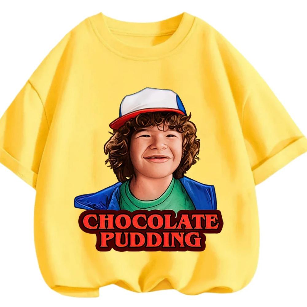 Summer Casual Crew Neck T Shirt Kawaii Cartoon Design Children Stranger Things Short Sleeve Tops Boys Girls