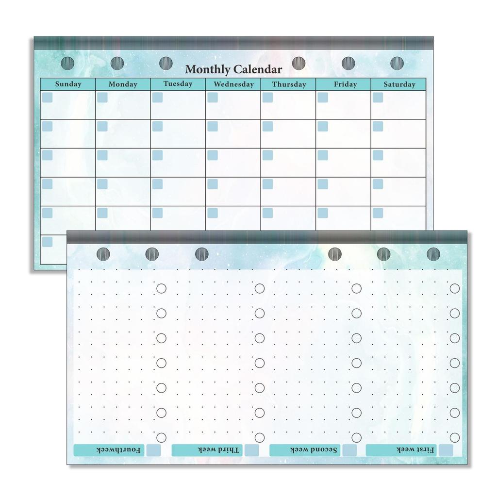 A6 Loose Leaf Náplň do notebooku Spirálová pořadač Vnitřní strana Stránka rozpočtu Týdně Měsíčně Uvnitř papírnictví