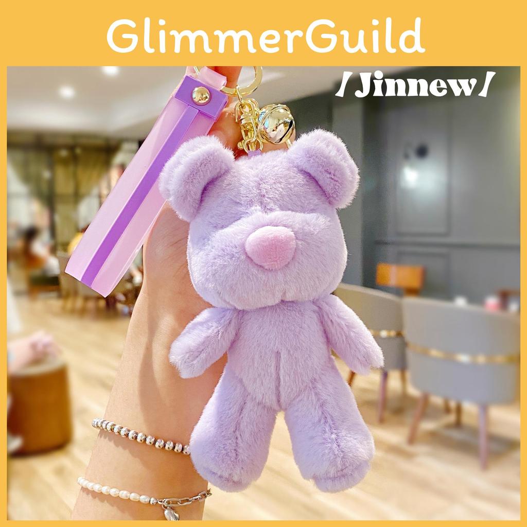 Delightful Candy Colored Plush Bear Keychain Cute Cartoon Pendant For Stylish Girls