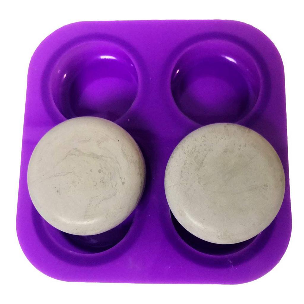 4 Cavities Silicone Mold Muffin Making Round Hedgehogs Cement Plaster Stones Safe Silicone Mold Mandala Dot Painting
