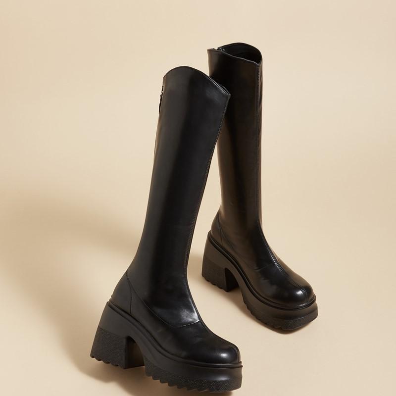 Fashion AIYUQI High Heel Boots Women Autumn 2025 New Genuine Leather Platform Boots Women Skinny Leg 10cm Heel High Female Rider Boots