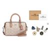 Coach Rowan 18 Marke Logo Abnehmbarer Schultergurt Boston Tasche Damen Handtasche Milchtee CW330-SVXCU