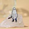 Delightful Cartoon Brooch In White Ghost Shape With Dagger For Fashion Halloween