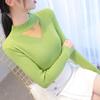 Autumn/winter Women's Knitted Bottoming Shirt Half Turtleneck Mesh Cutout Sweater Slim Knit Sweater Pullover Jumper Top