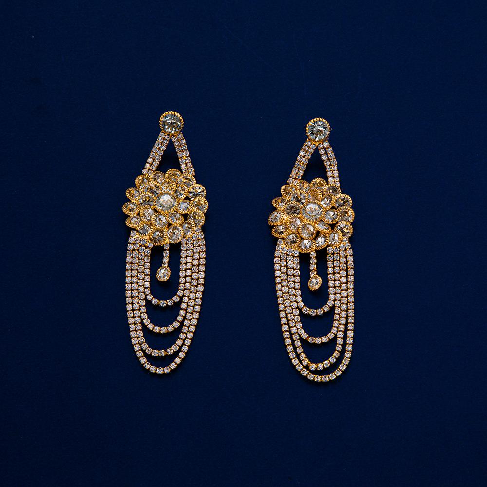 Серьги-цветы с россыпью бриллиантов и цирконов, длинные многослойные серьги-цветы, женские серьги, праздничный подарок