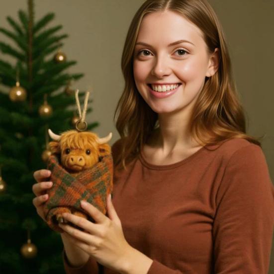 Yousheng Cozy Wrapped Critters Ornament 2D Acrylic Highland Cow Alpaca Hanging Ornament for Holiday Home Party Tree Decor