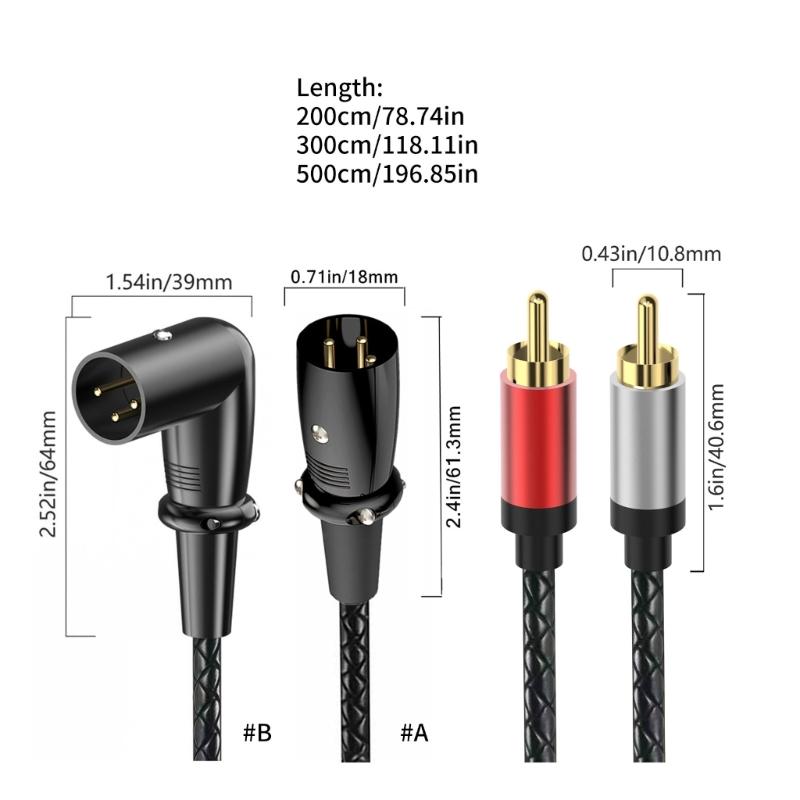 3Pin Male To 2RCA Male Splitter 3Pin To 2RCA Stereo Patching Sound Cable Interconnect Duplicator Cable Adapter