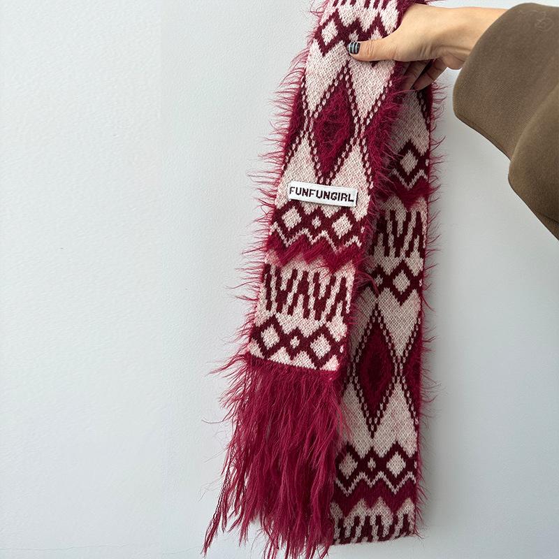 New Korean Version Ins Warm Retro Scarf Women's Autumn and Winter Versatile Fashion Student High-end Knitted Small Scarf