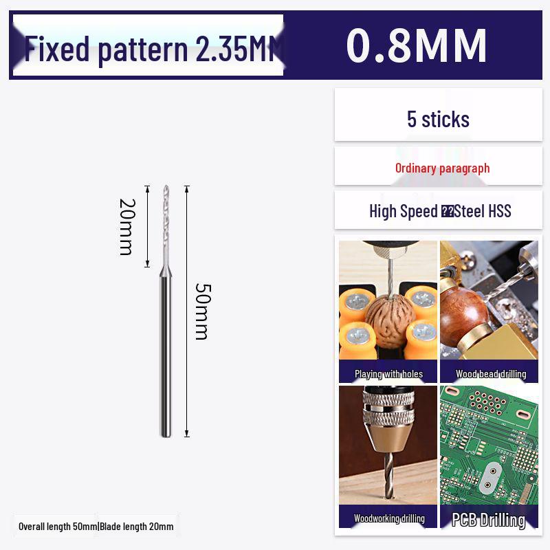 2.35mm Shank High-Speed Steel Micro Twist Drill for Woodworking and Amber Drilling