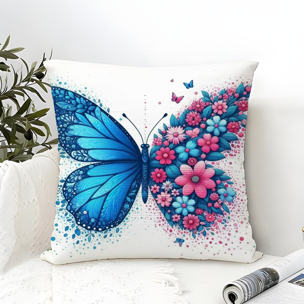 Beautiful Unique Floral And Butterfly Pillow Case Linen Pillow Case Sofa Home Decor Cushion Cover Cushion Cove