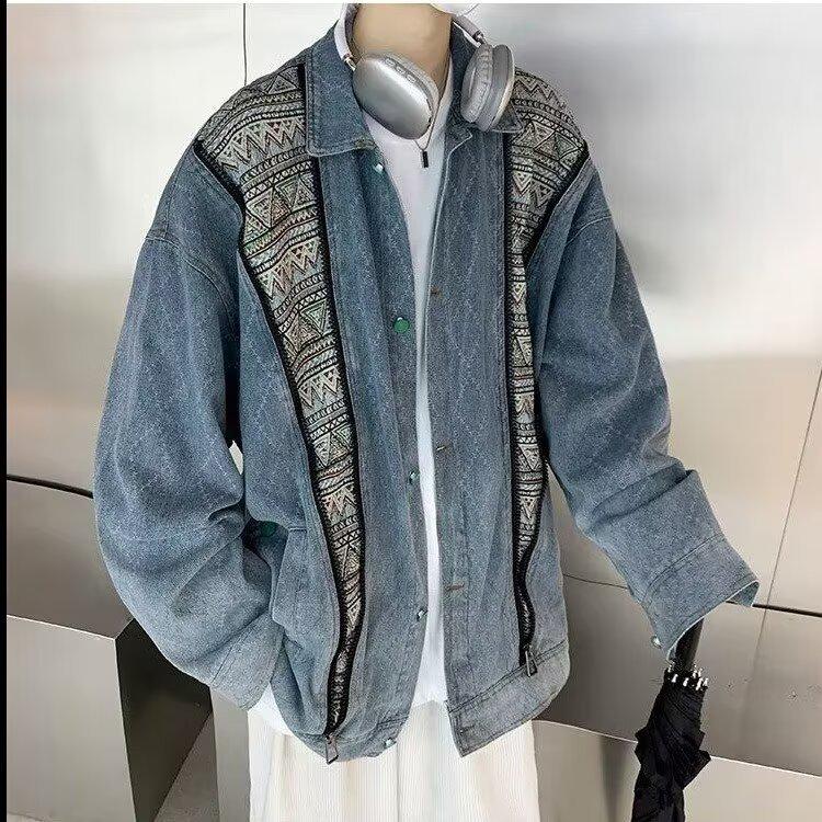 Men s Retro Denim Jacket: Trendy, Loose-Fit Design for Autumn/Winter 4XL