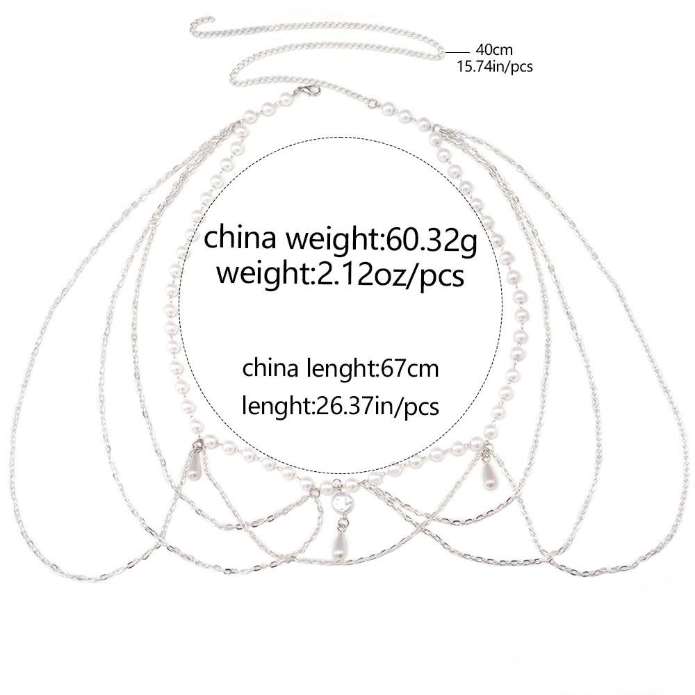 Vintage Metal Waist Chain With Pearl Tassels For Women Summer Fashion Accessory