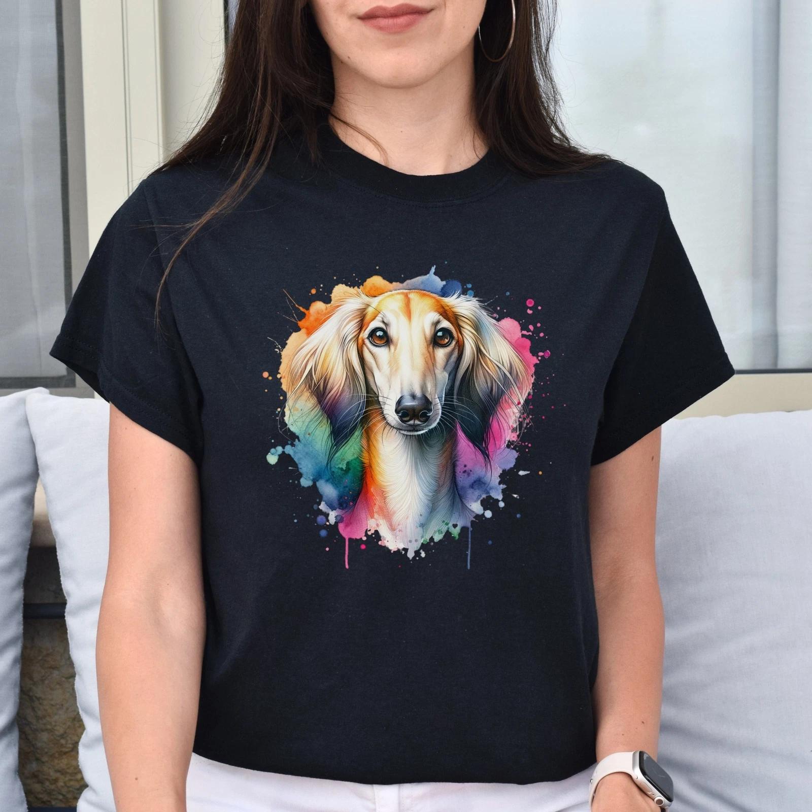 Saluki dog mama Color Splash Unisex T-shirt Black Navy Dark Heather L