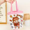 Kinder Leinwandtasche Süßes Cartoon Mädchen Junge Muster Tragetasche Rosa Blaue Kante Wiederverwendbare Tragetasche für Kinder Schulausflug Picknick Einkaufen