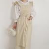 Ruffled Shoulder Strap Apron - Breathable Cotton Linen, Water Repellent for Household Chores & Baking