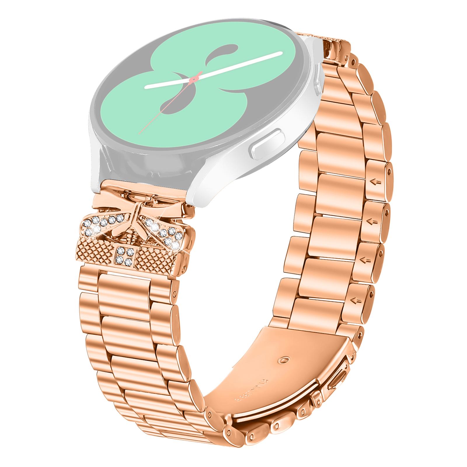 

Replacement Strap for Huami Amazfit GTS 2 Butterfly Rhinestones Decor Metal Watch Band Rose Gold