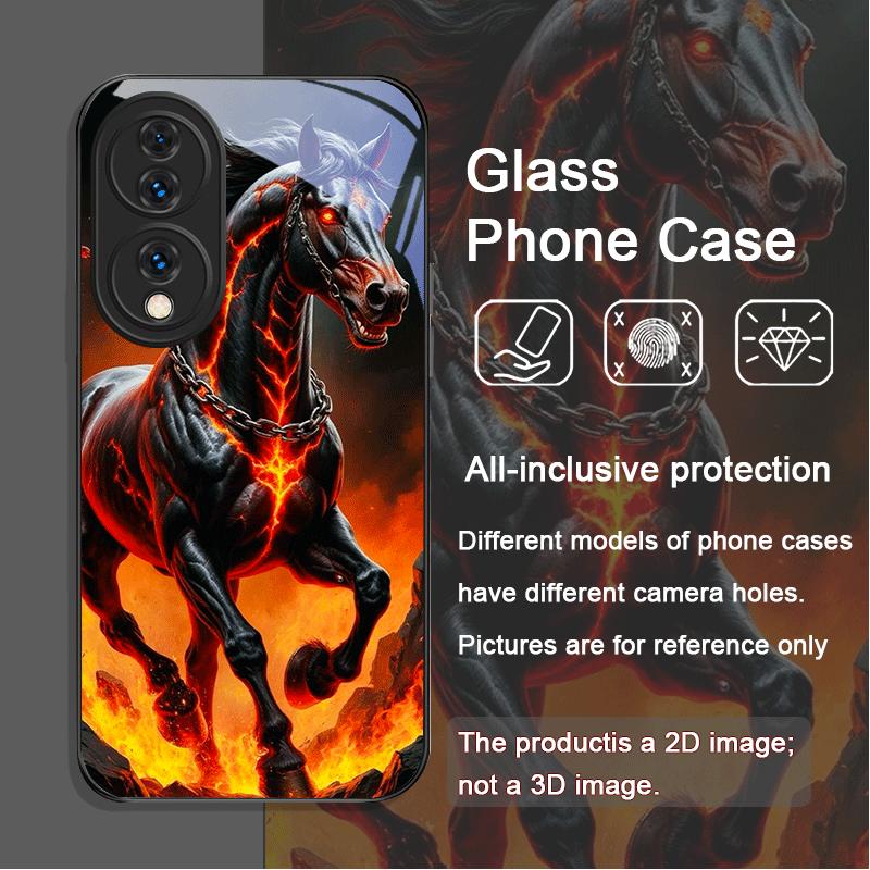 Creative Flame Black Horse Pattern Tempered Glass Phone Case for Xiaomi 15 Ultra 15T 14T 13 13T 12T Pro 12 Mi 11 Lite 10T Cover